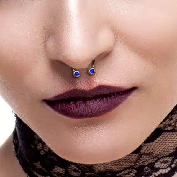 Circular barbell met balletjes met zichbaar kristal in verschillende kleuren - Afbeelding 3
