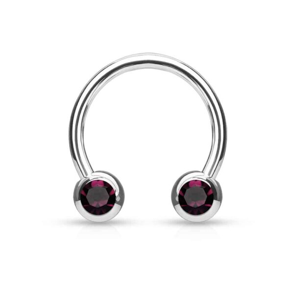 Circular barbell met balletjes met zichbaar kristal in verschillende kleuren - Afbeelding 4