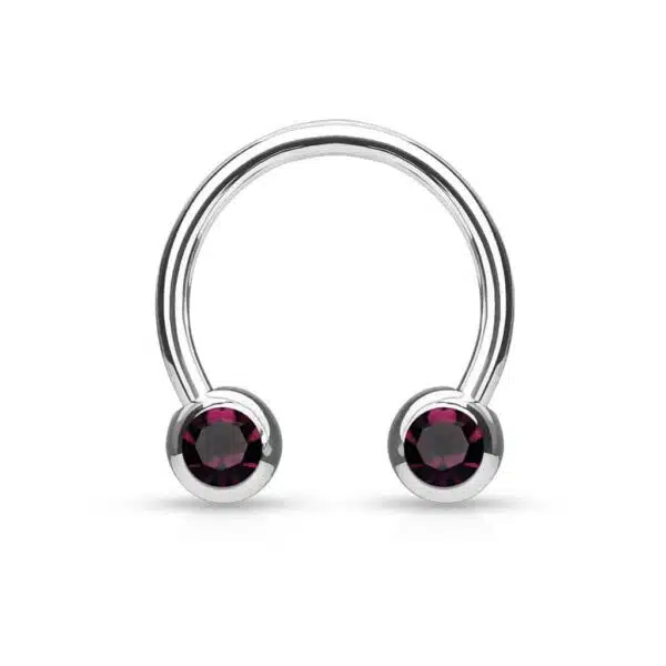 Circular barbell met balletjes met zichbaar kristal in verschillende kleuren - Afbeelding 4