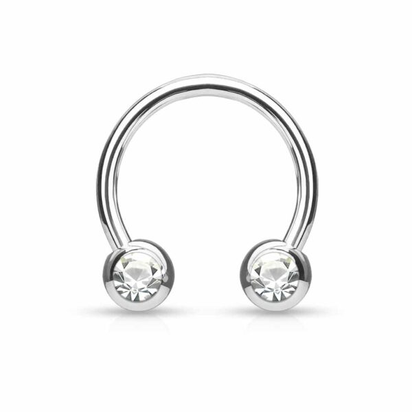 Circular barbell met balletjes met zichbaar kristal in verschillende kleuren - Afbeelding 7