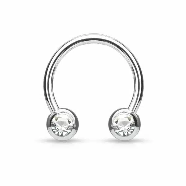 Circular barbell met balletjes met zichbaar kristal in verschillende kleuren - Afbeelding 7