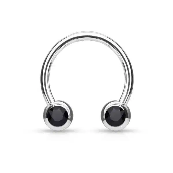 Circular barbell met balletjes met zichbaar kristal in verschillende kleuren - Afbeelding 8