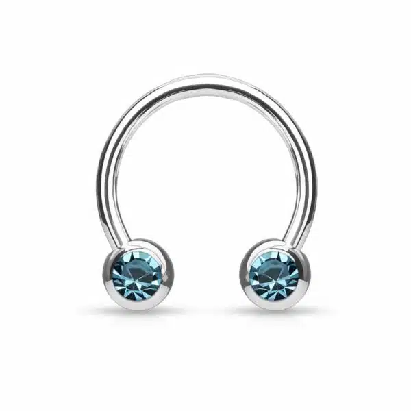 Circular barbell met balletjes met zichbaar kristal in verschillende kleuren - Afbeelding 10