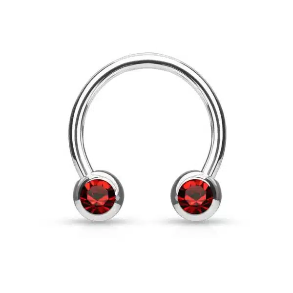 Circular barbell met balletjes met zichbaar kristal in verschillende kleuren - Afbeelding 11