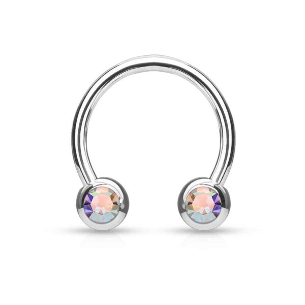 Circular barbell met balletjes met zichbaar kristal in verschillende kleuren - Afbeelding 13