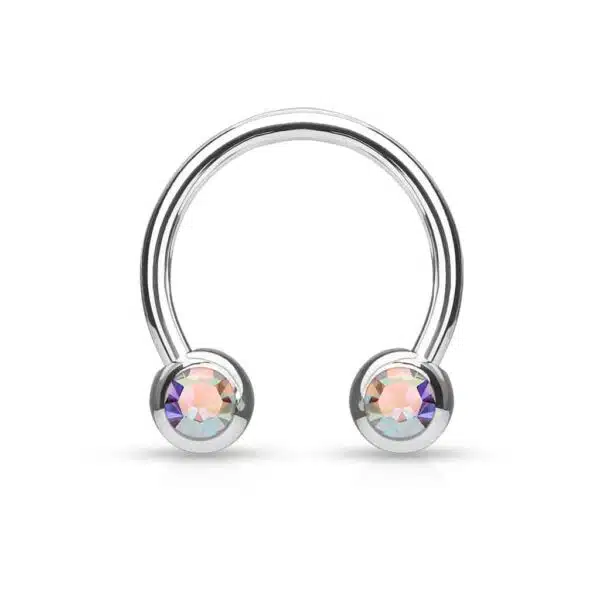 Circular barbell met balletjes met zichbaar kristal in verschillende kleuren - Afbeelding 13