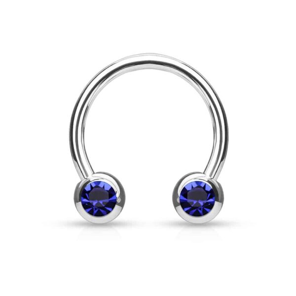 Circular barbell met balletjes met zichbaar kristal in verschillende kleuren - Afbeelding 14