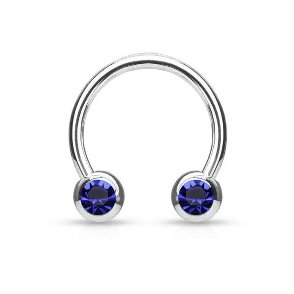Circular barbell met balletjes met zichbaar kristal in verschillende kleuren - Afbeelding 14