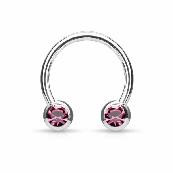 Circular barbell met balletjes met zichbaar kristal in verschillende kleuren - Afbeelding 17