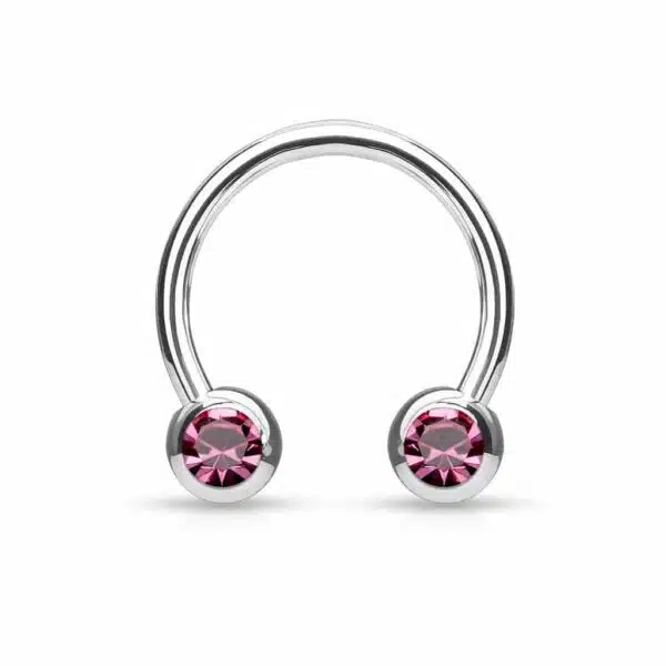 Circular barbell met balletjes met zichbaar kristal in verschillende kleuren - Afbeelding 17