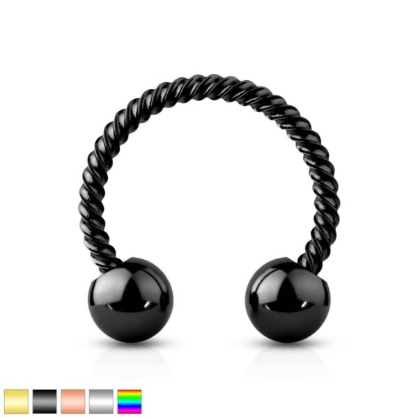 Circular barbell met twister motief en balletjes