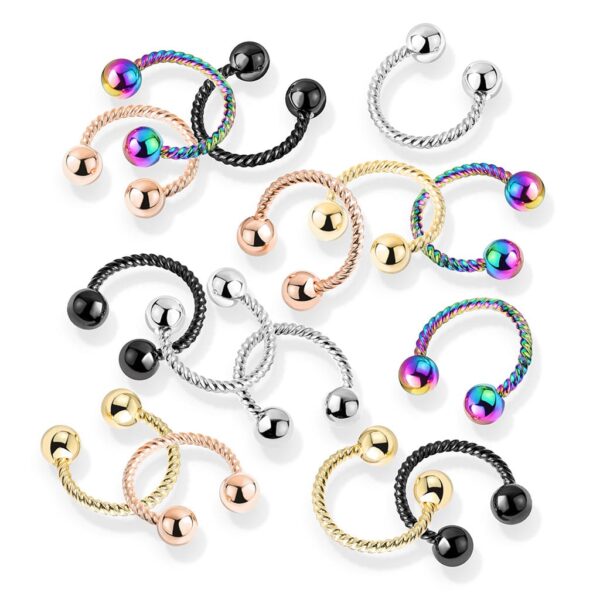 Circular barbell met twister motief en balletjes - Afbeelding 2