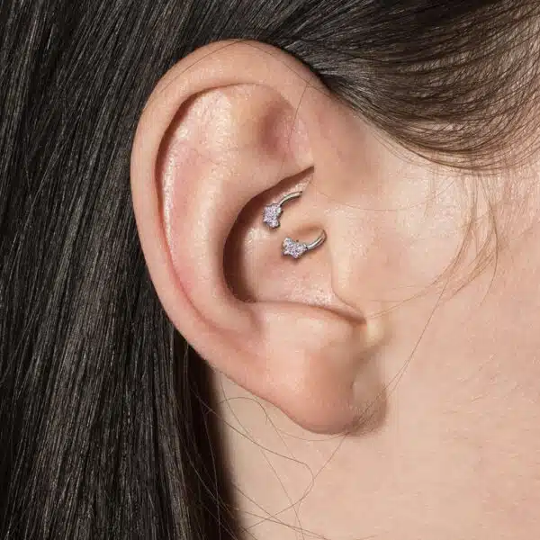 Circular barbell met vlindertjes belegd met CZ steentjes - Afbeelding 4