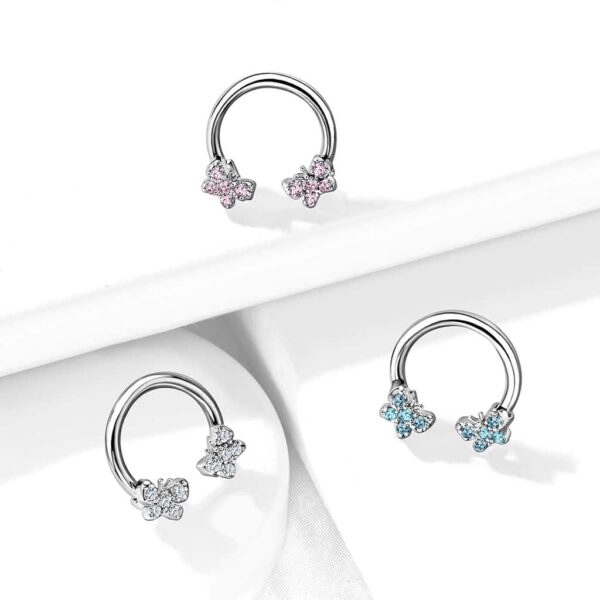 Circular barbell met vlindertjes belegd met CZ steentjes - Afbeelding 5