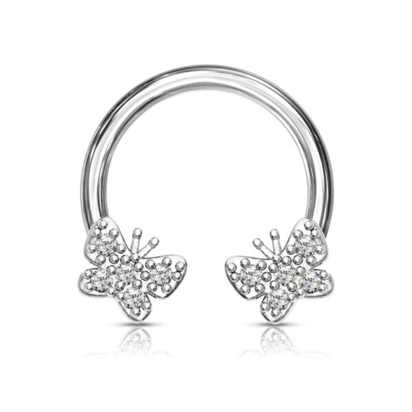Circular barbell met vlindertjes belegd met CZ steentjes - Afbeelding 6
