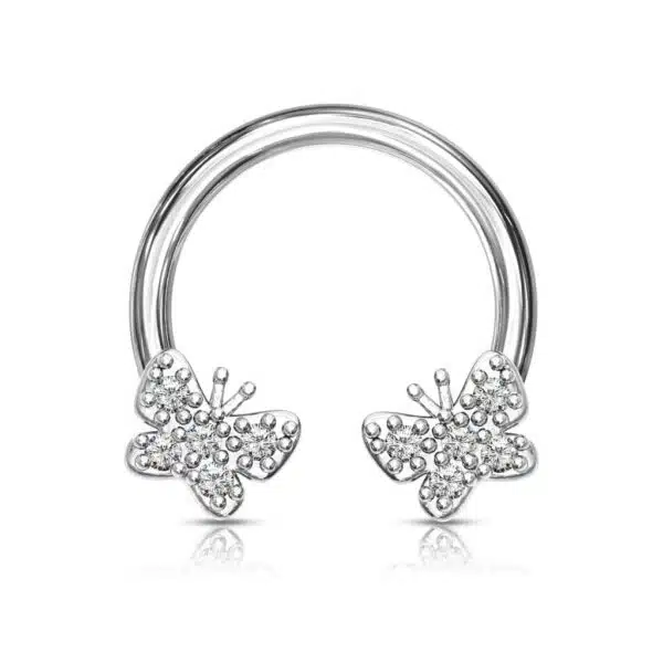 Circular barbell met vlindertjes belegd met CZ steentjes - Afbeelding 6