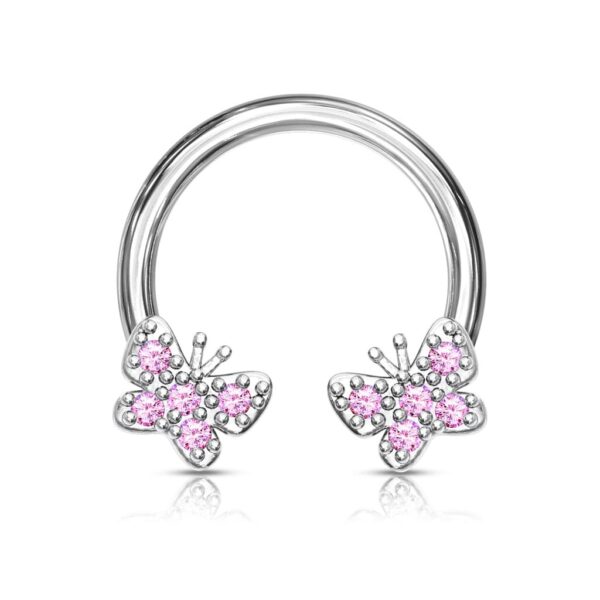 Circular barbell met vlindertjes belegd met CZ steentjes - Afbeelding 7