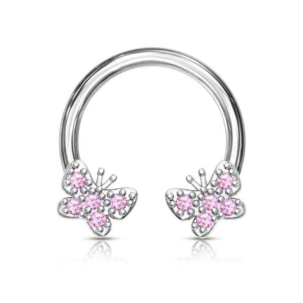 Circular barbell met vlindertjes belegd met CZ steentjes - Afbeelding 7