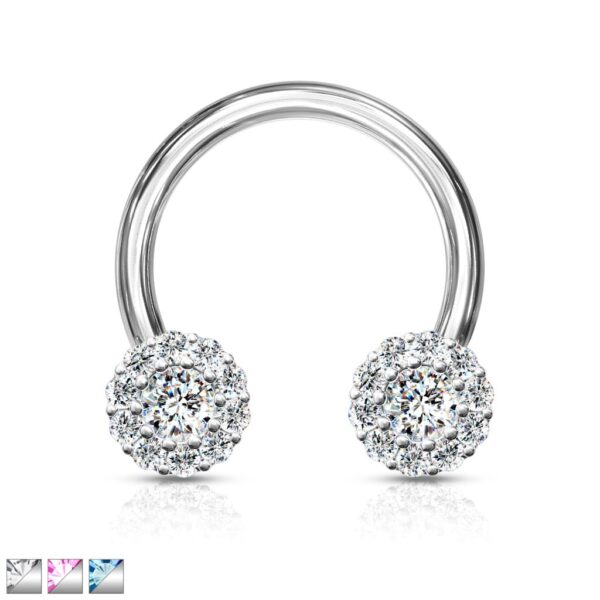 Circular barbell met heldere CZ steentjes