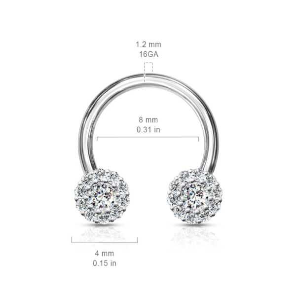 Circular barbell met heldere CZ steentjes - Afbeelding 2
