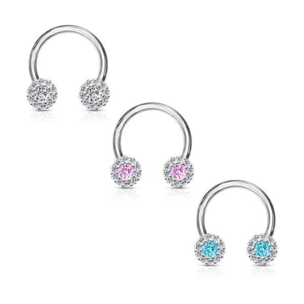 Circular barbell met heldere CZ steentjes - Afbeelding 3