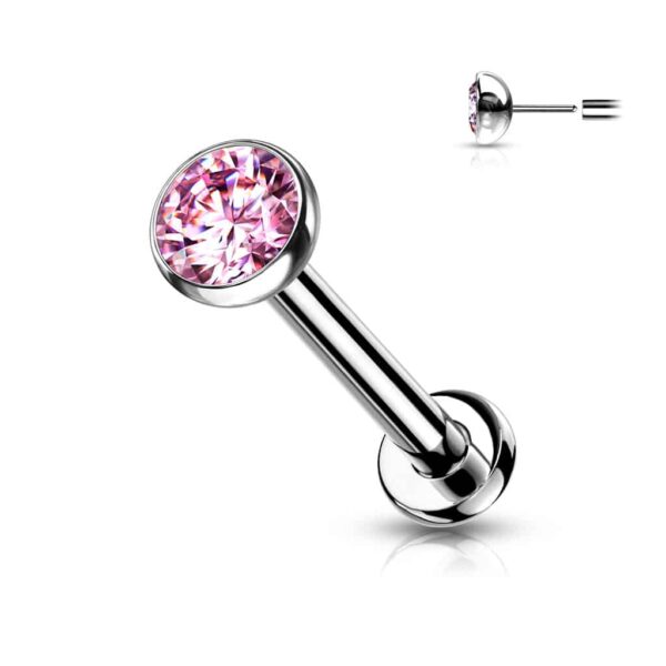 Titanium Threadless Push in Labret met CZ steentje in verschillende kleuren - Afbeelding 12