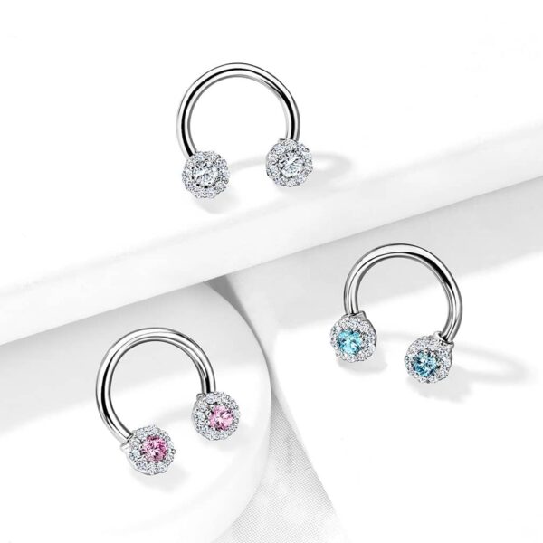 Circular barbell met heldere CZ steentjes - Afbeelding 5