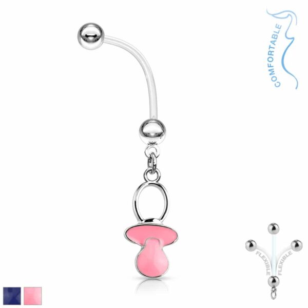 Bioflex flexibele navelpiercing met speentje hanger