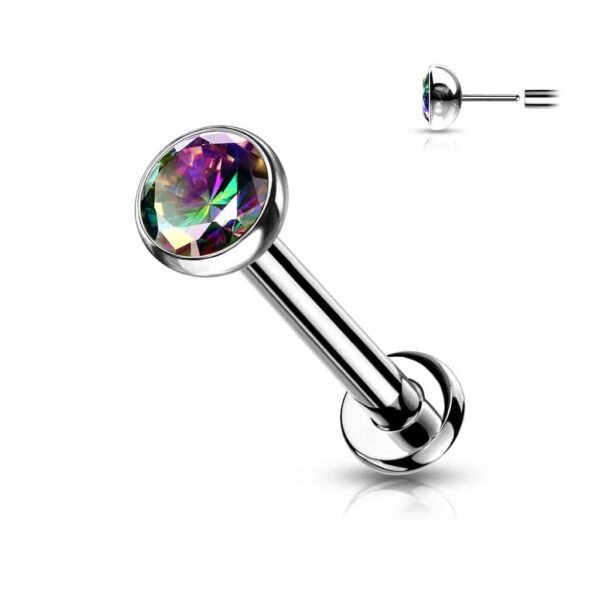 Titanium Threadless Push in Labret met CZ steentje in verschillende kleuren - Afbeelding 14