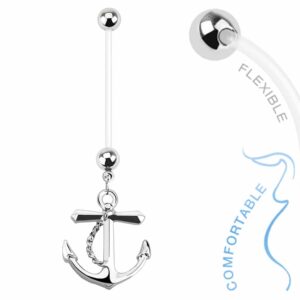 Bioflex flexibele navelpiercing met anker hangertje