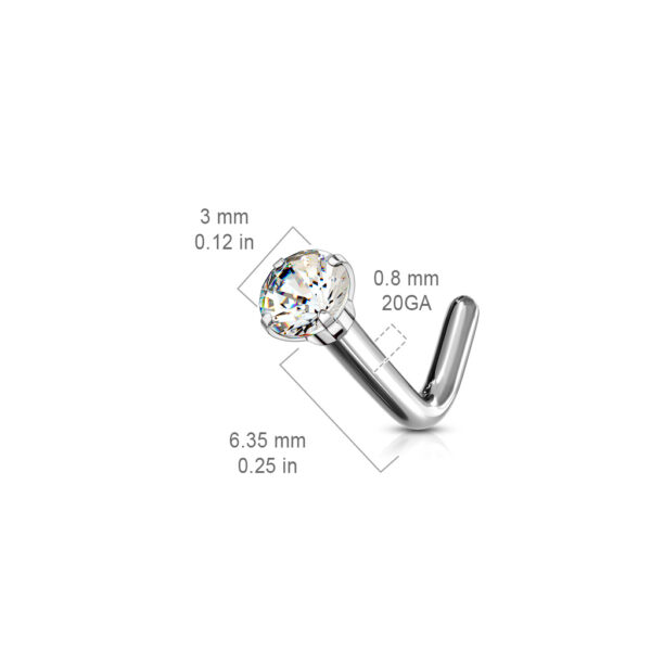 Titanium neus stud piercing met helder prong-set - Afbeelding 2