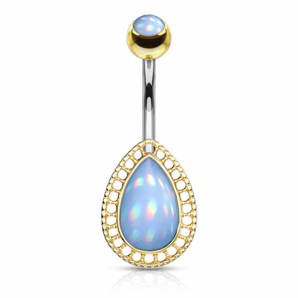 Navelpiercing met druppel steen in verschillende kleuren - Afbeelding 2