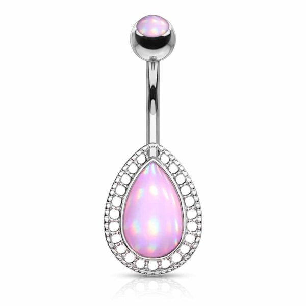 Navelpiercing met druppel steen in verschillende kleuren - Afbeelding 3