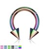 Circular barbell met spikes en titanium coating in verschillende kleuren