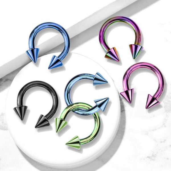 Circular barbell met spikes en titanium coating in verschillende kleuren - Afbeelding 4