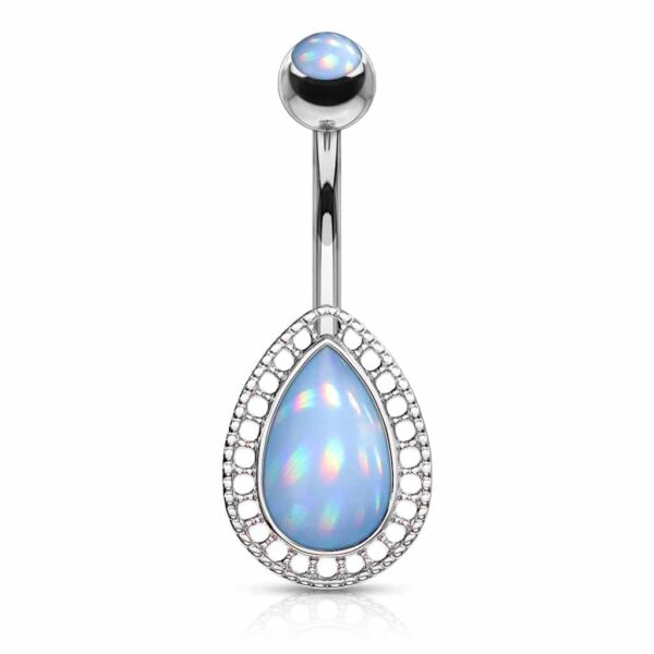 Navelpiercing met druppel steen in verschillende kleuren - Afbeelding 4