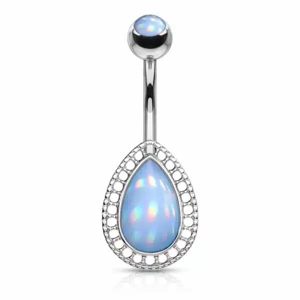 Navelpiercing met druppel steen in verschillende kleuren - Afbeelding 4