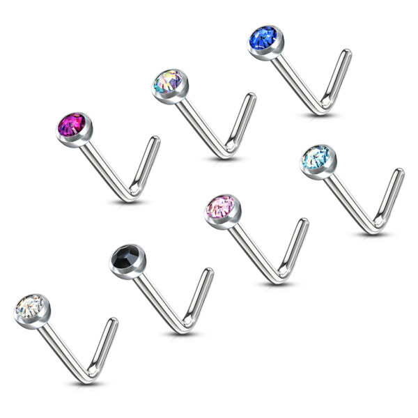 Set van 7 neus stud piercings met verschillende kleuren edelsteentjes - Afbeelding 6