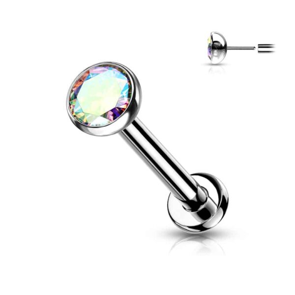 Titanium Threadless Push in Labret met CZ steentje in verschillende kleuren - Afbeelding 22