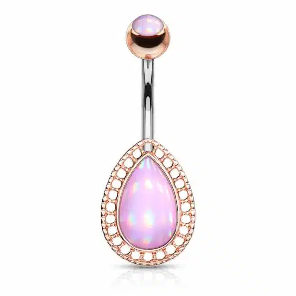 Navelpiercing met druppel steen in verschillende kleuren - Afbeelding 6