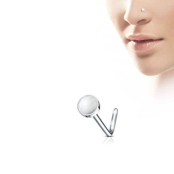 Neus stud piercing met rond halfedelsteens top in verschillende kleuren - Afbeelding 11