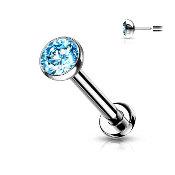 Titanium Threadless Push in Labret met CZ steentje in verschillende kleuren - Afbeelding 25