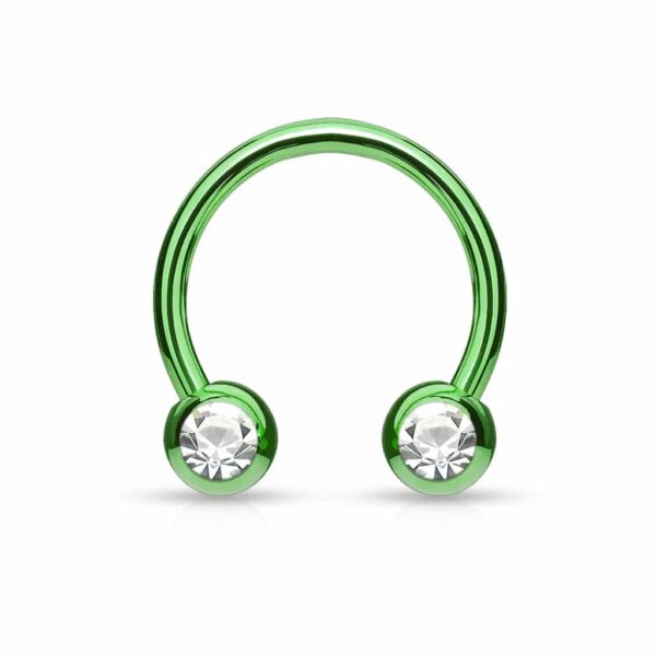 Circular barbell met balletjes met steentje en titanium coating in verschillende kleuren - Afbeelding 6
