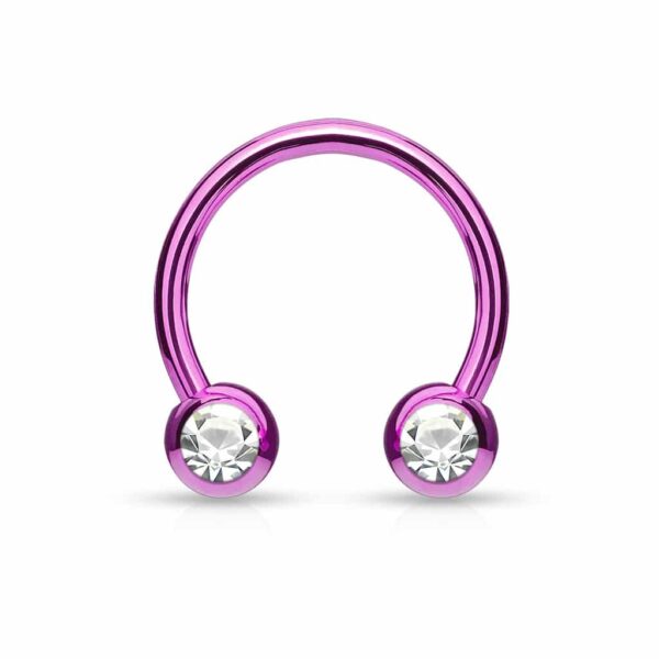 Circular barbell met balletjes met steentje en titanium coating in verschillende kleuren - Afbeelding 11