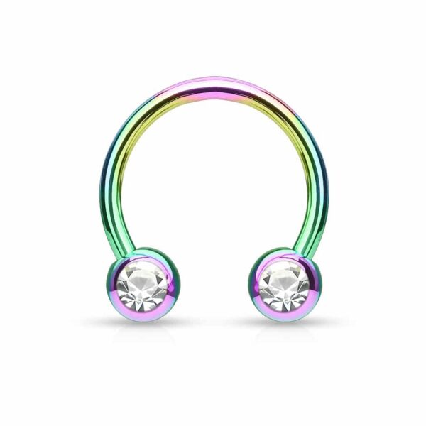 Circular barbell met balletjes met steentje en titanium coating in verschillende kleuren - Afbeelding 17