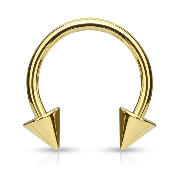 Circular barbell met spikes van chirurgisch staal met goudkleurig verguld