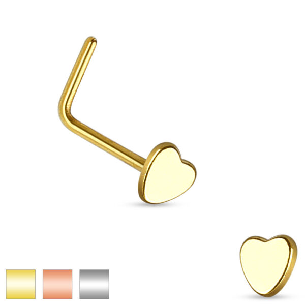 Neus stud piercing met hartje in verschillende kleuren