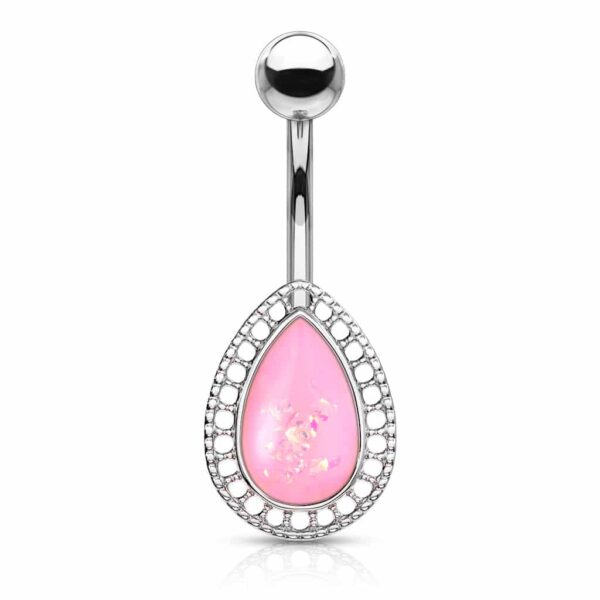Navelpiercing met druppel steen met glitters in verschillende kleuren - Afbeelding 5