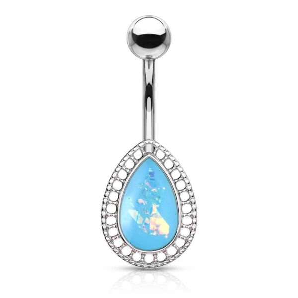 Navelpiercing met druppel steen met glitters in verschillende kleuren - Afbeelding 6