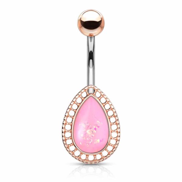 Navelpiercing met druppel steen met glitters in verschillende kleuren - Afbeelding 7
